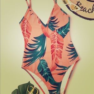 Jungle leaf print cami bodysuit